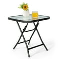 thumbnail image 1 of Gymax 18'' Foldable Patio Side Table Square Coffee Bistro Table w/ Tempered Glass Table Top, 1 of 10