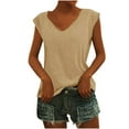 thumbnail image 2 of QUINDOS Tank Tops for Women under $5 Yellow Basic Fashion Causal V-Neck Solid Blouse Sleeveless T-Shirt Summer Tops Womens Camisoles, 2 of 4