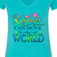 thumbnail image 4 of Inktastic Kindness Can Move the World with Flowers Women's V-Neck T-Shirt, 4 of 5