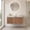 Brown Oak / Gray Travertine, variant on 24” Floating Bathroom Vanity with Sink, Wall-Mounted Cabinet with Doors, Gray Travertine Sintered Stone Top, Undermount Basin, 3-Hole Faucet, Soft-Close, Pre-Assembled, Light Brown