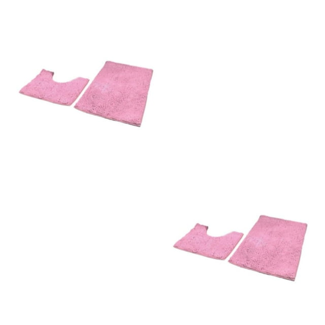 kurtrusly 1/2/3 Polyester Chenille Rug Carpet With Soft Texture Good Stepping Feeling And Strong Grip Prompt Pink 50*80+50*50 2PCS