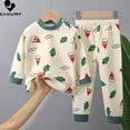 thumbnail image 2 of Conjunto de pijama para niños y niñas, camiseta de manga larga con estampado de dibujos animados, Tops con pantalones, ropa de dormir para otoño, novedad de 2023, 2 of 4