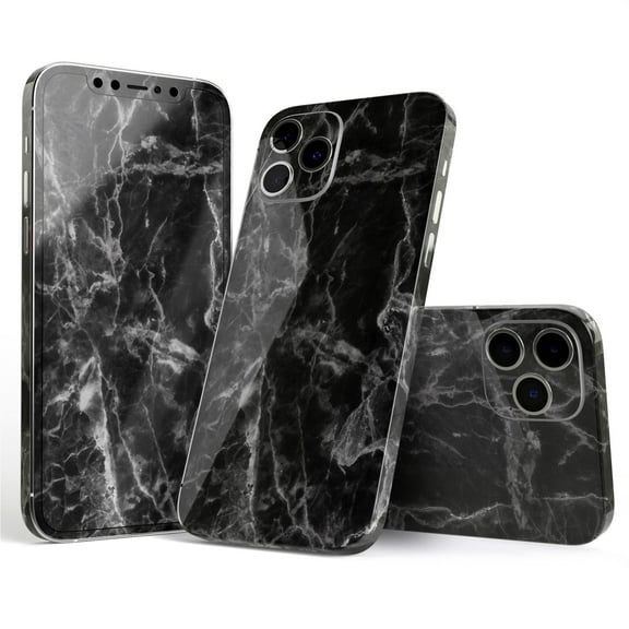DesignSkinz Smooth Black Marble Full-Body Skin Decal Wrap Cover for iPhone 16 Pro