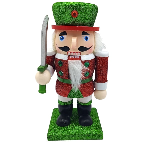 ZPAQI Glitter Wood Nutcrackers King Soldier Traditional Christmas Home Decors Figures