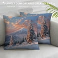 thumbnail image 3 of Orinice Snowy Mountain Trees Sunset Graphic Decorative Cushion Throw Pillow Cover for Home Living Room Sofa, Winter Style, 1PC 12x12in, 3 of 5