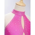 thumbnail image 4 of Yruioon Big Girls Salsa Rumba Chacha Dance Dress Rhinestones Latin Jazz Dancer Costume Backless Leotard Hot Pink 16, 4 of 7