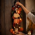 thumbnail image 5 of Rustic Wooden Pumpkin Door Hanging with Warm LED Lights, 5 of 5