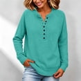thumbnail image 3 of Edvintorg Knit Sweater for Women Plus Size Long Sleeve Crew Neck Loose Casual Pullover Sweaters with Button Women's Clothes Green XXXL, 3 of 8