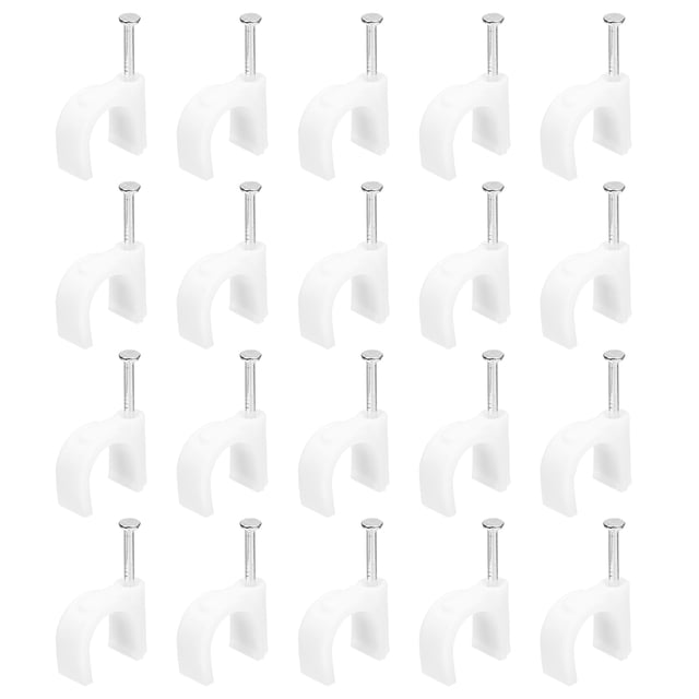 Unique Bargains 100 Packs 0.47 Inch Cable Clips, Ethernet Cable Clamps with Steel Nails, White