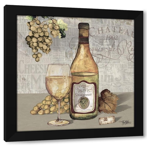 Mary Beth Baker 12x12 Black Modern Wood Framed Wall Art Titled - Wine and Grapes III