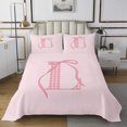 thumbnail image 1 of Erosebridal Teens Monogrammed Coverlet Set Queen, Initial L Letter Bedding Set, Pink Bowknot Decor, 1 of 5