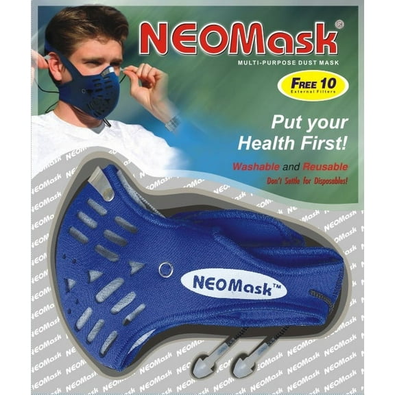 NeoMask - Neoprene Mask with 2 Carbon Filters and 10 External filters
