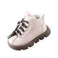 thumbnail image 5 of BXJX Girls Ankle Boots, Warm Fleece Lined Slip-Resistant Soft Sole Lace Up Boots for Fall Winter Beige Size 8 Toddler, 5 of 8