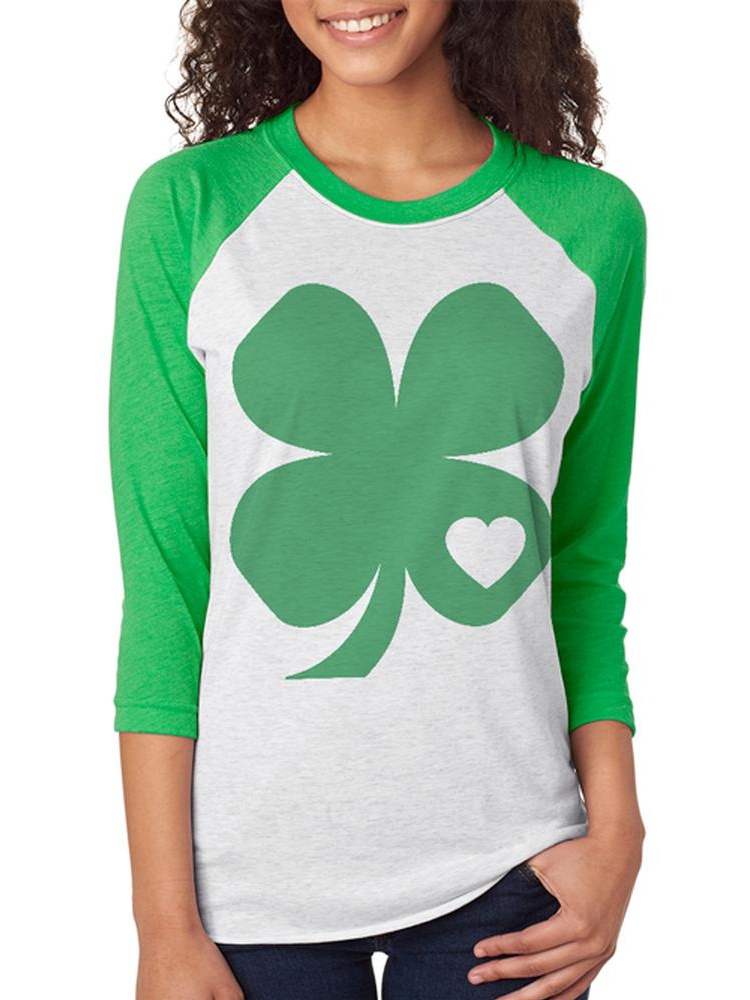 Old Glory St Patricks Day Shamrock Heart Unisex Raglan T Shirt