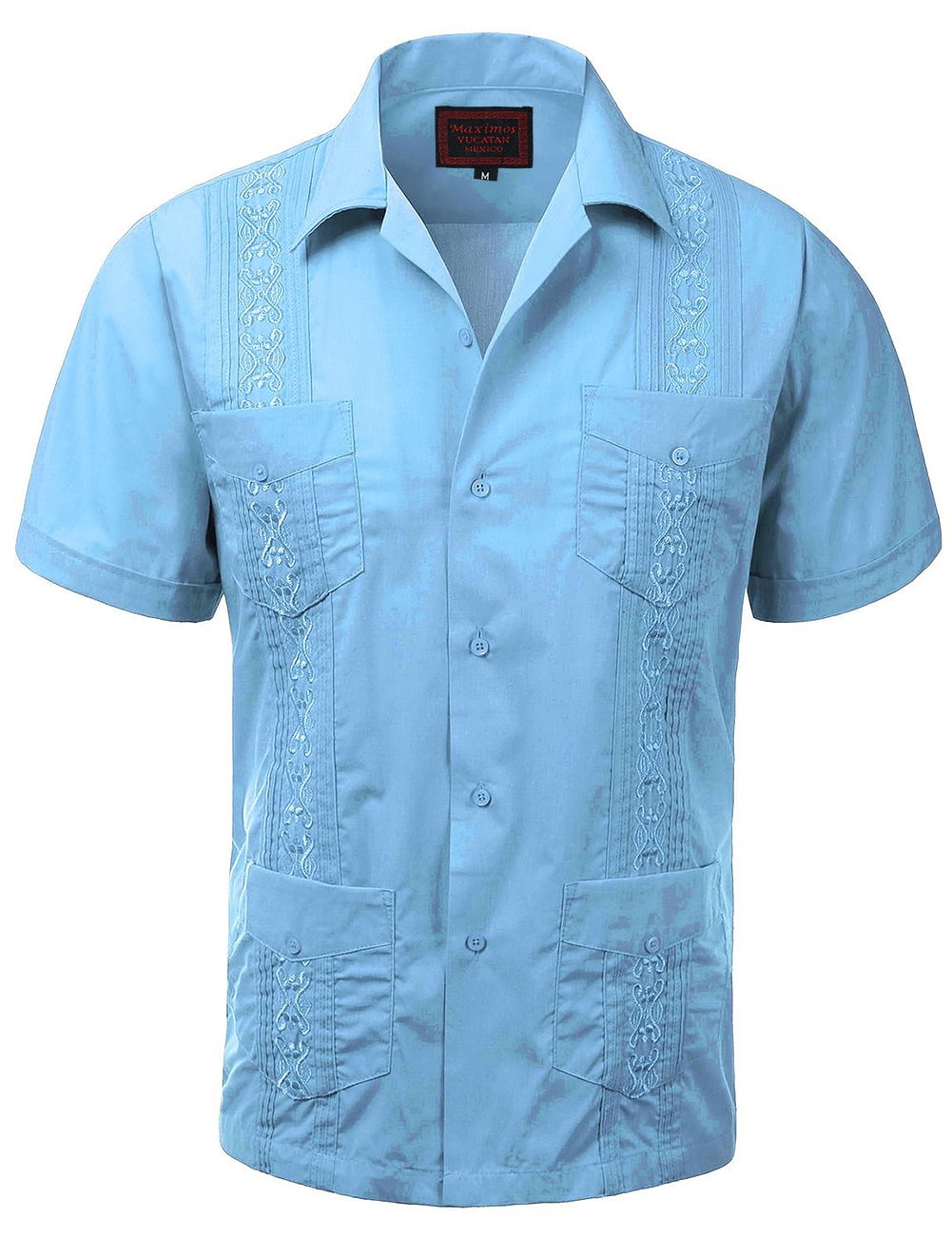 Guayabera Men's Cuban Beach Wedding Short Sleeve Button-Up Casual Dress Shirt 