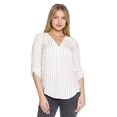 thumbnail image 1 of Blusa Para Mujer Con Escote V Manga 3/4 Clor Ivory Rayas Casual 550393 blanco M INCÃGNITA 550393, 1 of 5