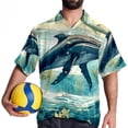 thumbnail image 4 of Whale Men's Short Sleeve Hawaiian Shirt, Casual Printed Button Down Beach Tops for Summer, Spread Collar Mens Shirts Unisex, 4 of 6