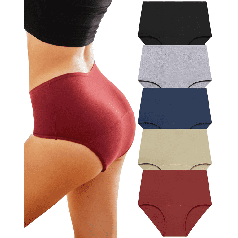 FINETOO 5Pack Period Underwear for Women High Waist Cotton