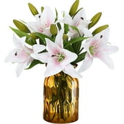 Viworld Artificial Tiger Lily Latex Real Touch Flower Home Wedding Party Decor,Pack of 5
