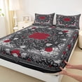 thumbnail image 3 of Homewish Hippie Bohemian Damask Bed Sheets, Valentines Day Rose Floral King Sheets, Western Gothic Romantic Sheet Set, Breathable Home Decor, 4pcs, 3 of 7