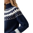 thumbnail image 5 of INSPIRE CHIC Women's Fair Isle Sweater Casual Vintage Mock Neck Long Sleeve Pullover Large Royal Blue, 5 of 6