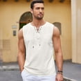 thumbnail image 6 of HAOMEILI Men's Cotton Linen Tank Top Shirts Casual Sleeveless Lace Up Beach Hippie Tops Bohemian Renaissance Pirate Tunic, 6 of 7