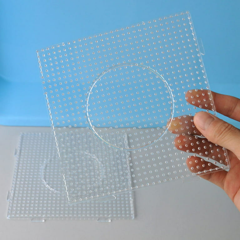H&W 4PCS 5mm Fuse Beads Boards, Large Clear Pegboards Kits, with Gift 4  Lroning Paper (WA3-Z1)