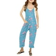 thumbnail image 1 of Girls Romper Bow Print Summer Rompers for Girls Spaghetti Strap Rompers with Pockets Cute Clothes for Girls 5-6 Y, 1 of 5
