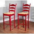 thumbnail image 2 of TMS 30" Indoor Ladder Back Bar Stool with Rush Seat, Set of 2, Red, 2 of 6