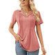 thumbnail image 3 of Camisetas de Corta para Mujer, Cuello en V, Blusas Básicas de Verano, Moda 2025, Blusa Informal de Trabajo para Negocios. Melocotón M, 3 of 8