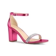 thumbnail image 1 of BLISSFUL STEP Women's Sandals Rhinestone Chunky Heel Ankle Strap Open Toe Party Shoes Hot Pink 7, 1 of 7