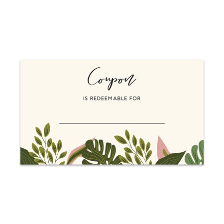 Koyal Wholesale Abstract Leaves Blank Coupon Is Redeemable For Voucher Cards, Loyalty Certificate Coupons, Her, 100-Pack