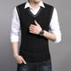 thumbnail image 4 of DIMUSI-Chalecos de invierno para hombre, chalecos cálidos tejidos sin mangas, jerséis informales ajustados con cuello en V, suéter uniforme, chalecos, ropa para hombre, 4 of 5