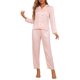 thumbnail image 1 of INSPIRAR CHIC Conjunto de Pijamas para Mujeres de Manga Larga con Botones y Cuello Notched Suave Ropa de Dormir Casual Conjuntos de Lounge M Rosa Claro, 1 of 6