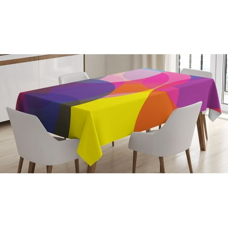

Geometric Tablecloth Abstract Colorful Circles Pattern Superimposed Geometric Shapes Illustration Rectangular Table Cover for Dining Room Kitchen 52 X 70 Inches Multicolor by Ambesonne