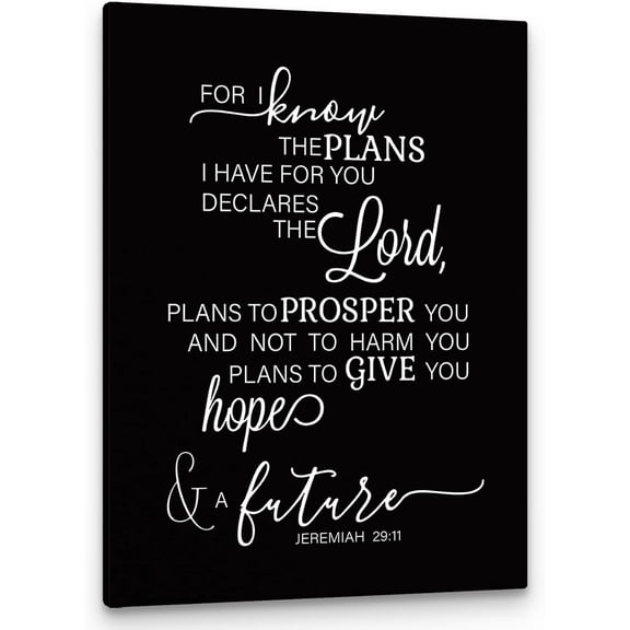 Jeremiah 29:11 Bible Verse Christian Scripture Print Framed Canvas Wall Art, Home Decor for Office Living Room Bedroom, Inspirational Religious Wall Decor Gift