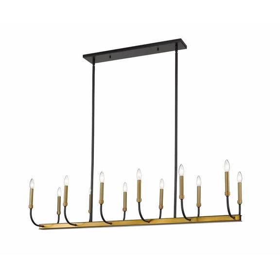 -12 Light Island/Billiard in Linear Style-14.5 inches Wide By 134 inches High-Matte Black/Olde Brass Finish Bailey Street Home 372-Bel-4185900
