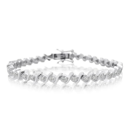 Superjeweler 3 8 Carat Diamond S Type Tennis Bracelet Platinum 3 8 Carat Diamond S Type Tennis Bracelet Platinum Overlay 7 Inches