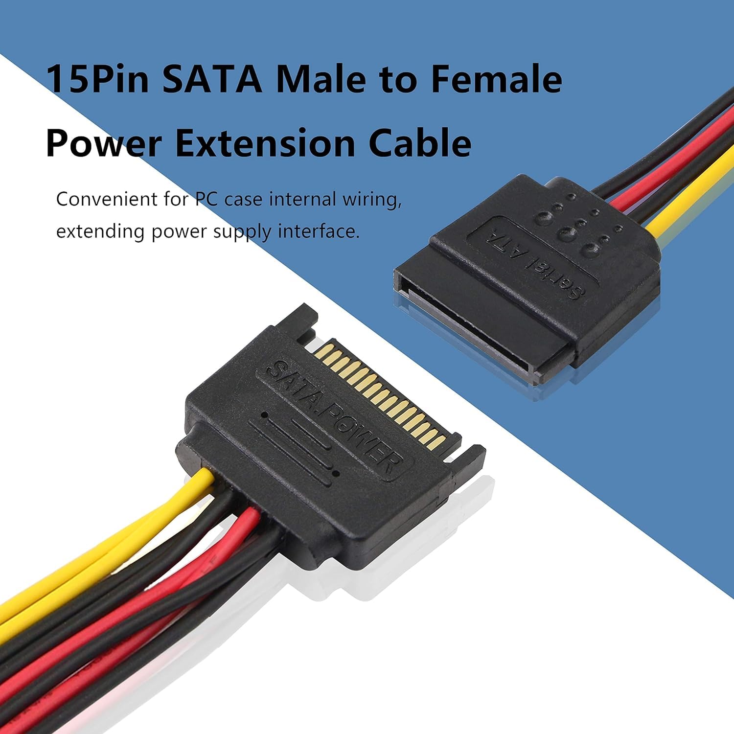HRTGFD-Sata Splitter Cable, 8 inch 15 Pin SATA Power Extension Cable, Serial ATA Extension Cable for Hard Drives and Optical Drives(3-Pack)