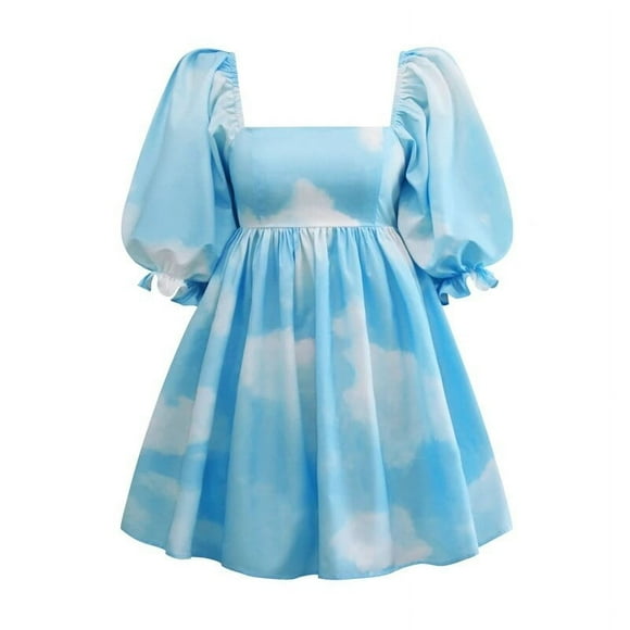 Romantic Picnics Kawaii A-line Dress Y2K Vintage Puff Sleeve Princess Bubble Mini Dress 90s Fairycore Retro Court Style Clothes - Type 4 / L