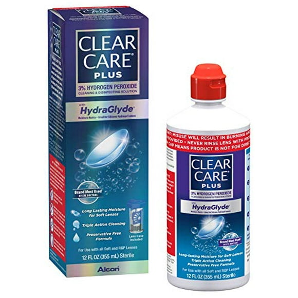 Clear Care Plus Cleaning and Disinfecting Solution with Lens Case, Clear, 12 Fl Oz