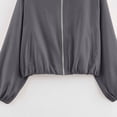 thumbnail image 5 of Bomber Jacket Women Lapel Collar Zip Up Crop Windbreaker Jackets Athleisure Going Out Hiking Travel Coats, XS, 5 of 6