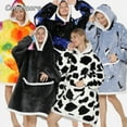 thumbnail image 2 of Comemore, Sudadera con capucha de gato y vaca de invierno, sudaderas con capucha de gran tamaño de felpa para adultos y mujeres, sudaderas con capucha de lana para TV, manta, sudaderas con capucha par, 2 of 5