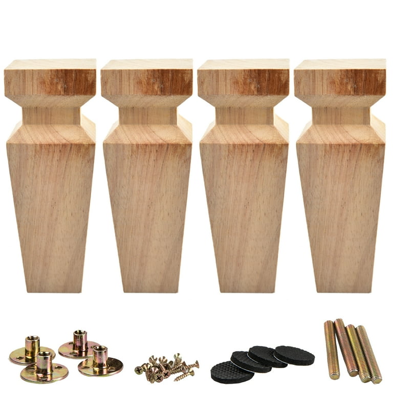 LAVANE Inch 15cm Wooden Furniture Legs Set Of Solid Wood Carved