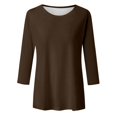 thumbnail image 4 of DHFJKG Womens 3/4 Sleeve Tee Solid Color 3/4 Sleeve Round Neck Basic Top Casual Soft Shirt Comfy Tops, 4 of 5