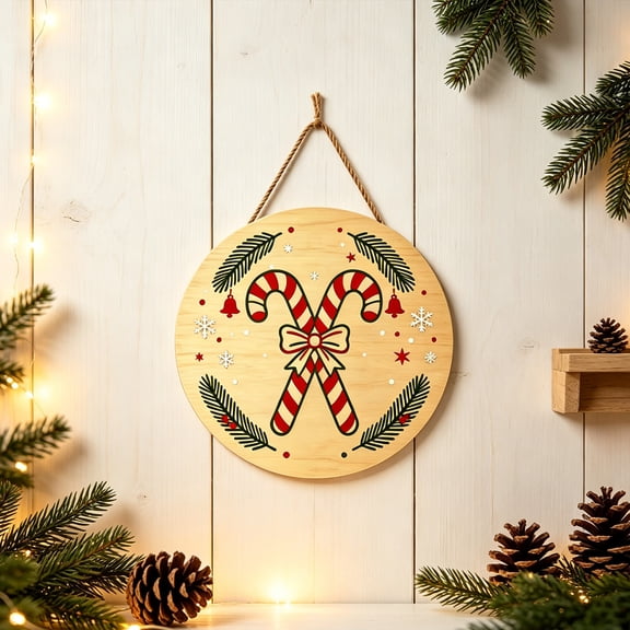 Christmas Ornaments, Wooden Creative Round Pendant Set, Festive Hanging Decor for Tree and Holiday Display