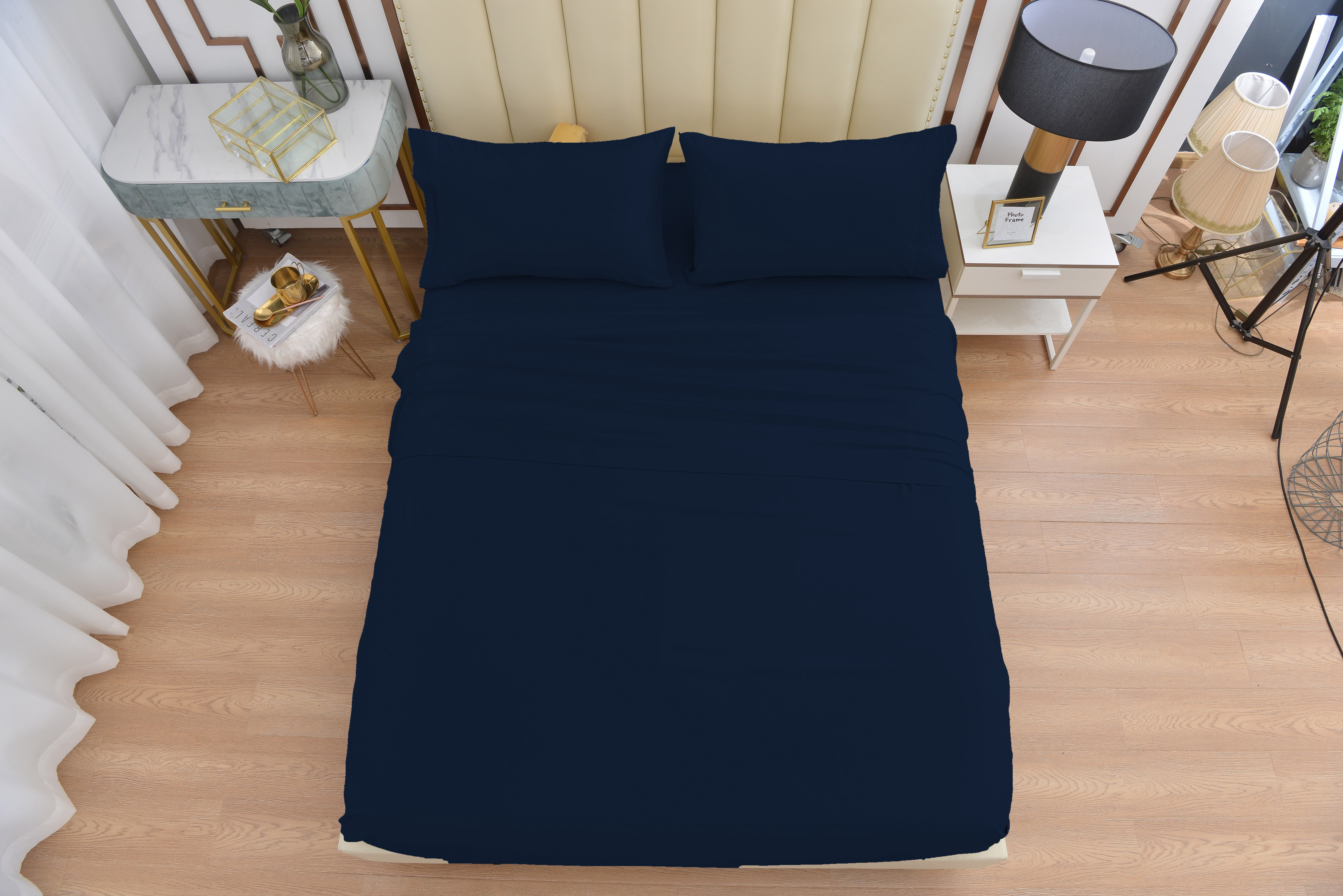 6 Piece Rayon Made From Bamboo Sheet Set by OKAO, Calking Cobalt Blue Sheets - Wrinkle Free - Deep Pockets - Softer and Stronger Than Cotton - 1 Fitted Sheet, 1 Flat, 4 Pillowcases Cal King, Cobalt B.