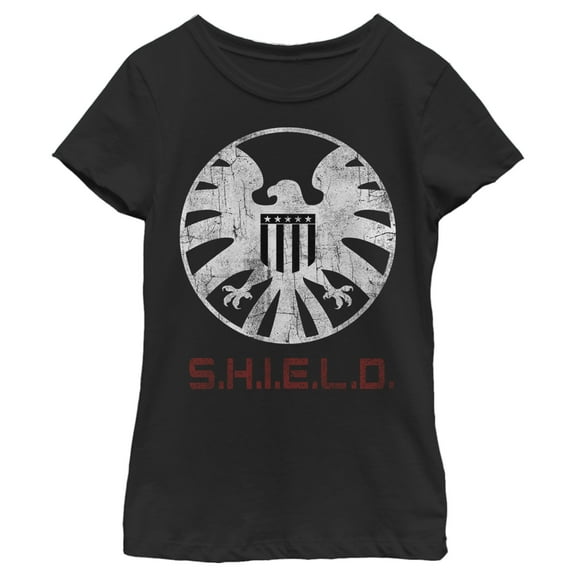 Girl's Marvel Agents of SHIELD Distressed Logo  Graphic Tee Black Medium