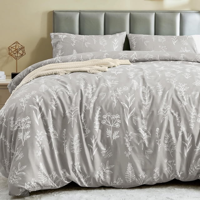 Duvet Cover Queen Size Reversible Floral Duvet Cover Set with Zipper Closure Pieces Botanical Patterns Soft Microfiber Bedding Set (&#;x Pillow Cases &#;×&#