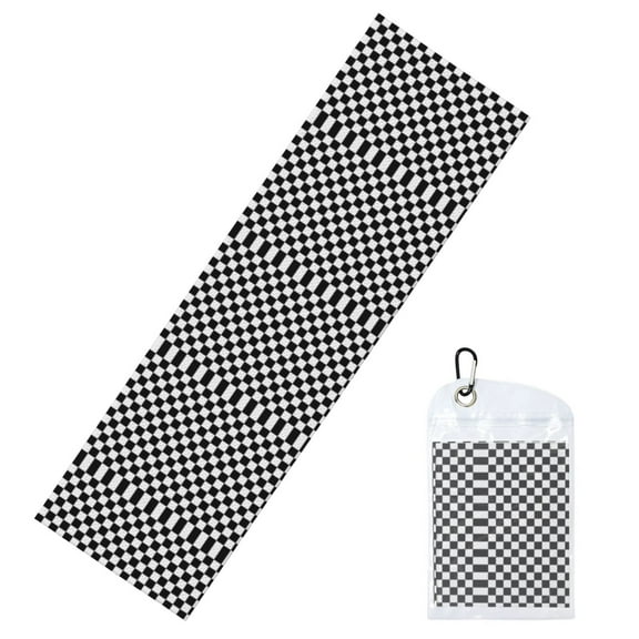 Black And White Checkered Cooling Towel 39.4"X11.8" Ice Sweat Towel Face Cooling Neck Cooler Wraps For Sports